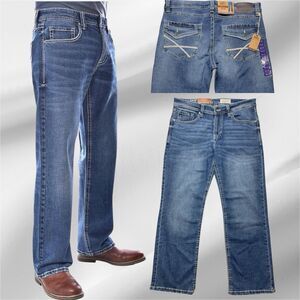 T.K. Axel Slim Boot Men's Stretch Blue Denim Jeans Size 36x32